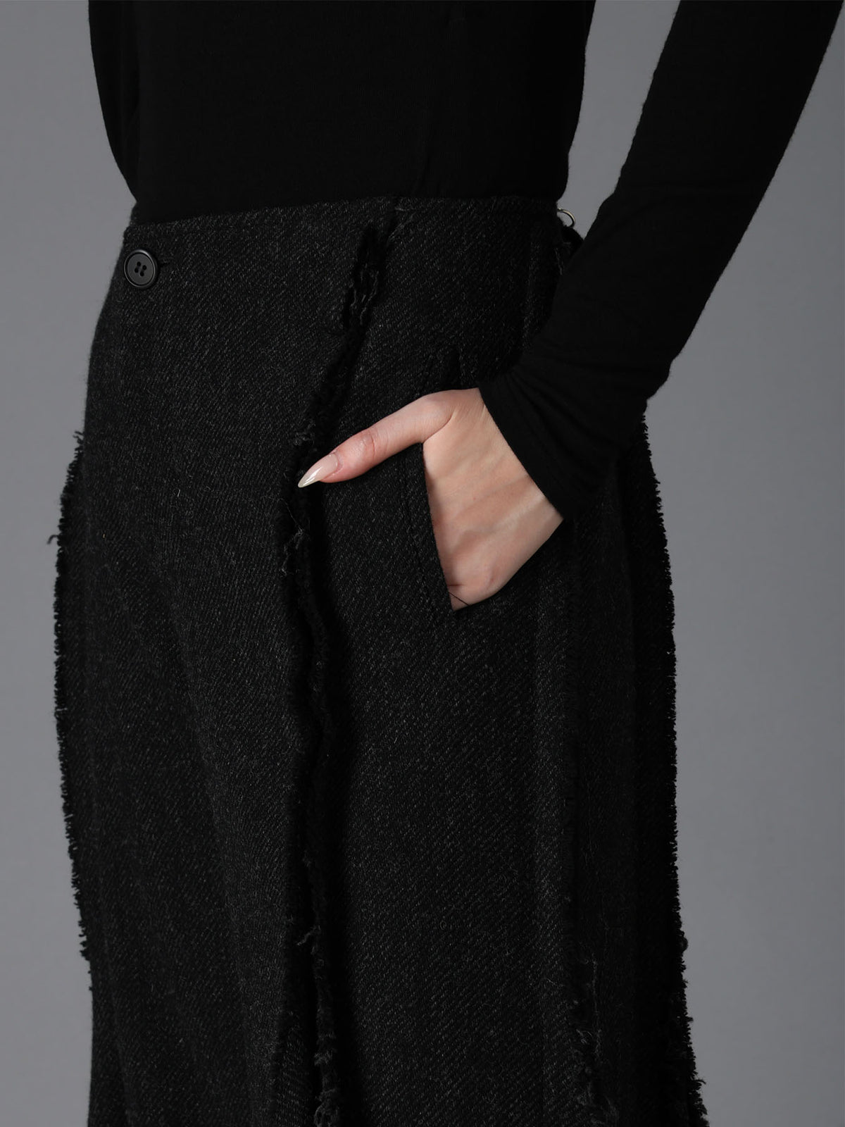 TOP DYED TWEED FLARED PANEL PANTS B
