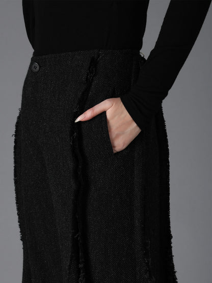 TOP DYED TWEED FLARED PANEL PANTS B