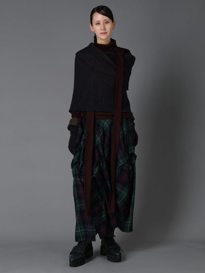 GREEN TARTAN TUCK SKIRT