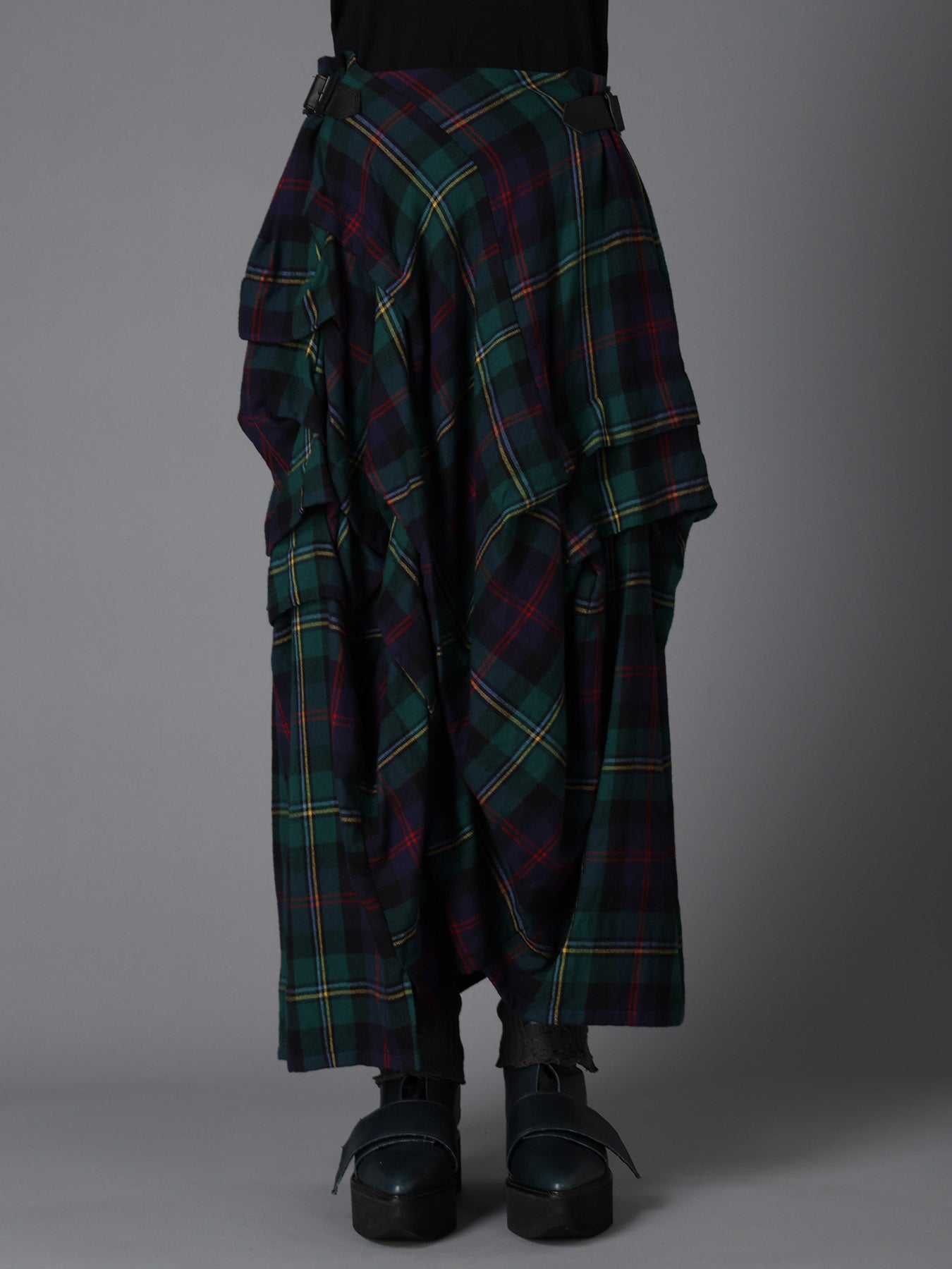 GREEN TARTAN TUCK SKIRT