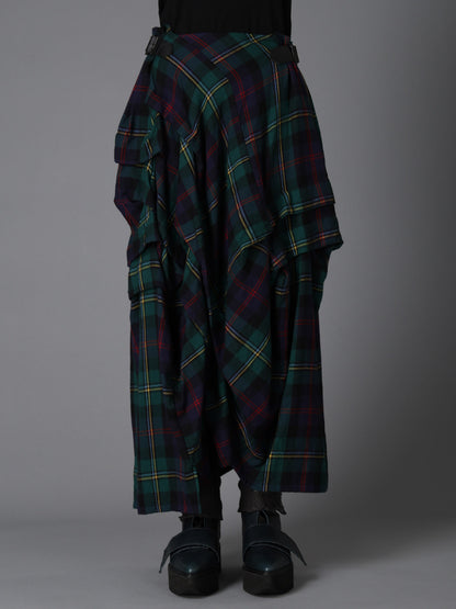 GREEN TARTAN TUCK SKIRT