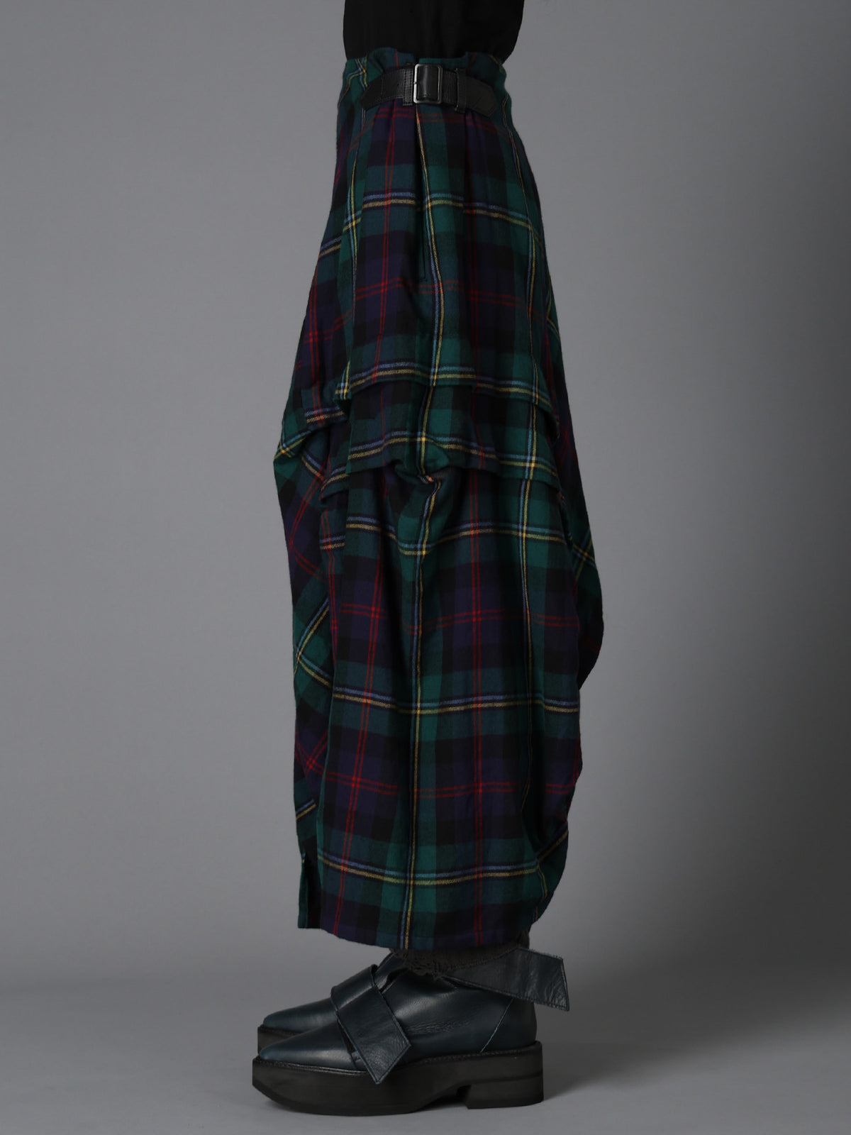 GREEN TARTAN TUCK SKIRT