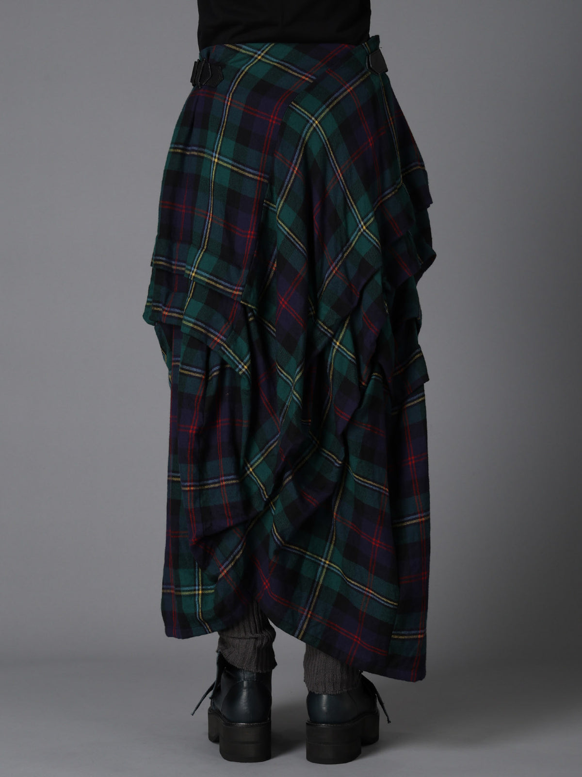 GREEN TARTAN TUCK SKIRT