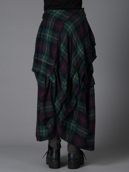 GREEN TARTAN TUCK SKIRT