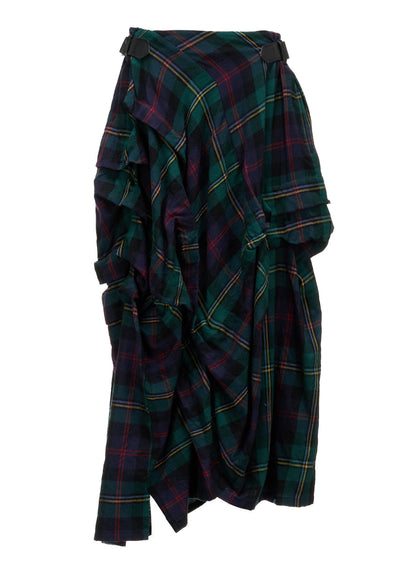 GREEN TARTAN TUCK SKIRT
