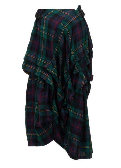 GREEN TARTAN TUCK SKIRT
