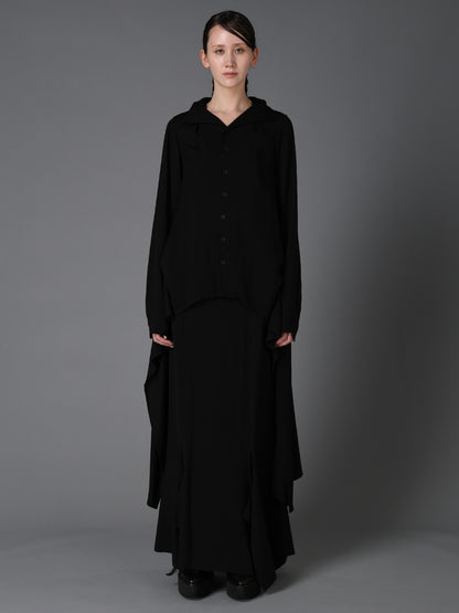HIGH TWIST GABARDINE FLARED PANEL PENCIL SKIRT