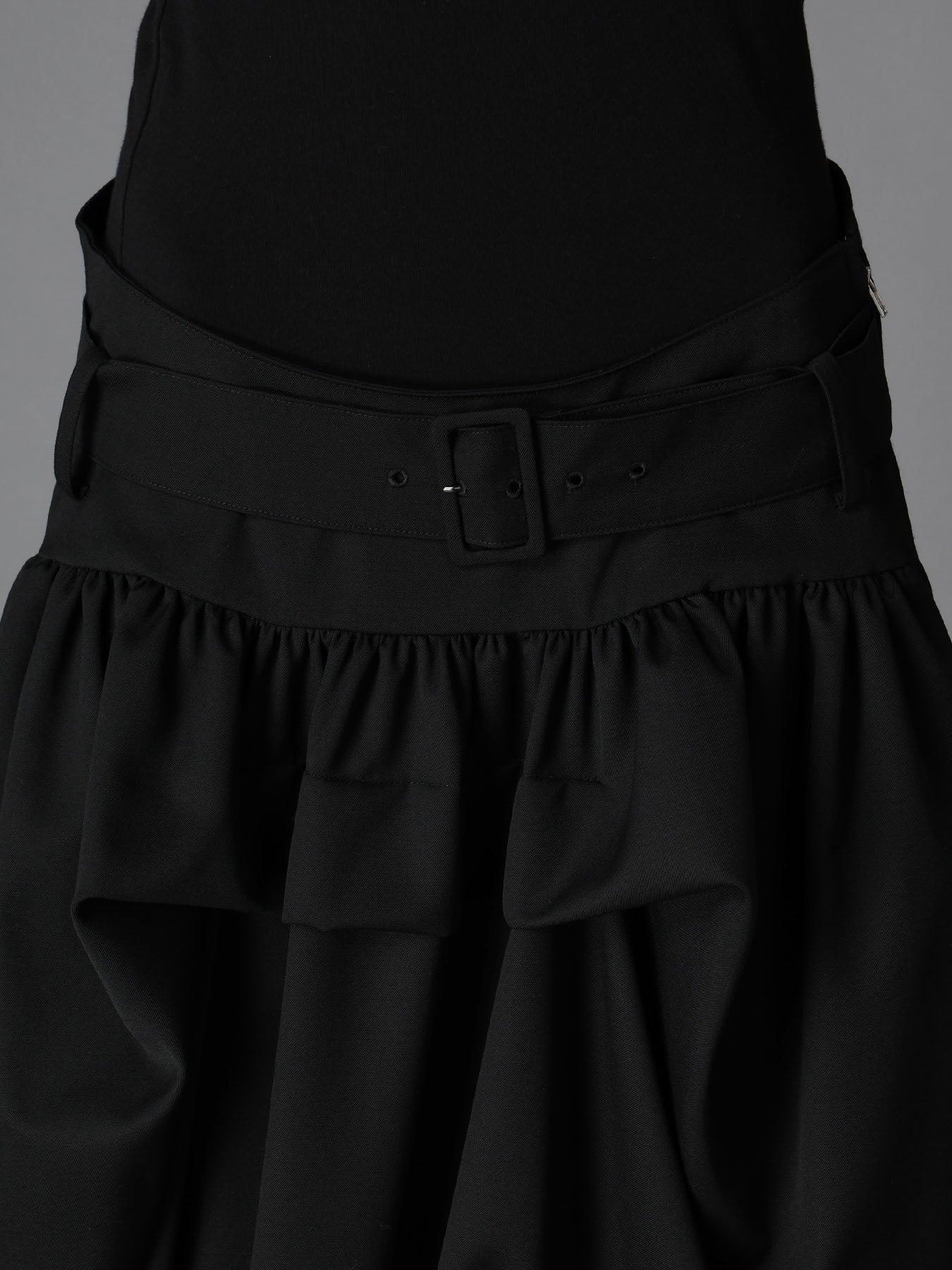 WOOL GABARDINE  BELTED BALLOON SKIRT
