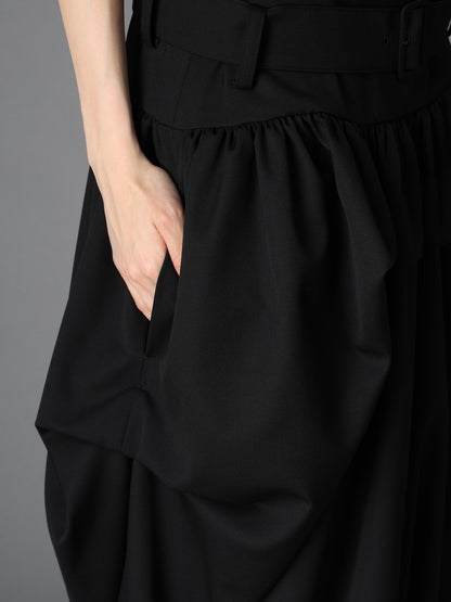 WOOL GABARDINE  BELTED BALLOON SKIRT