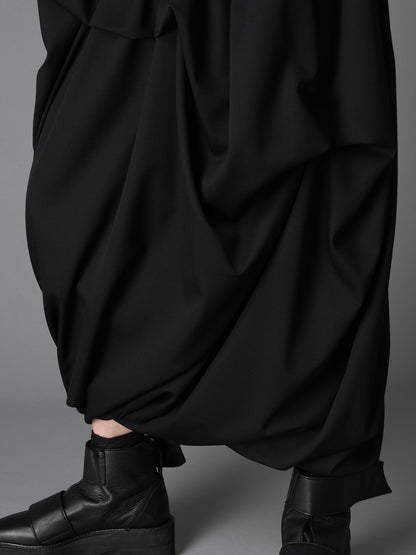 WOOL GABARDINE  BELTED BALLOON SKIRT
