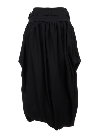 WOOL GABARDINE  BELTED BALLOON SKIRT