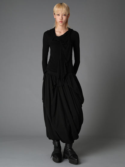HIGH TWIST GABARDINE BELTED BALLOON SKIRT