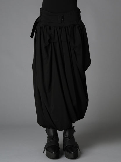 HIGH TWIST GABARDINE BELTED BALLOON SKIRT