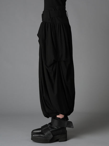 HIGH TWIST GABARDINE BELTED BALLOON SKIRT