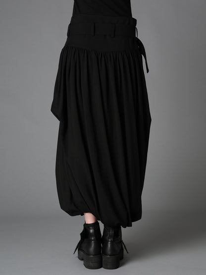 HIGH TWIST GABARDINE BELTED BALLOON SKIRT