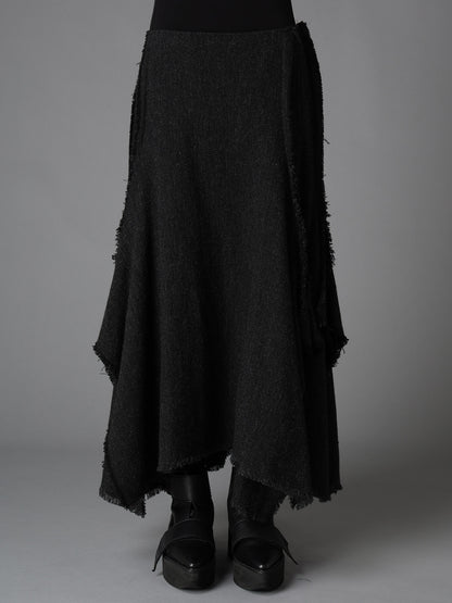TOP DYED TWEED FLARED PANEL SKIRT B