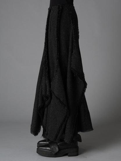 TOP DYED TWEED FLARED PANEL SKIRT B