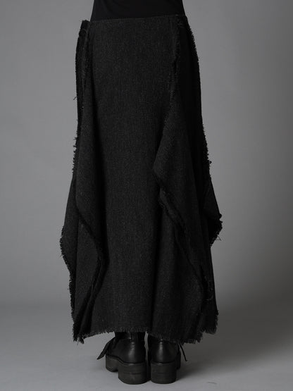 TOP DYED TWEED FLARED PANEL SKIRT B