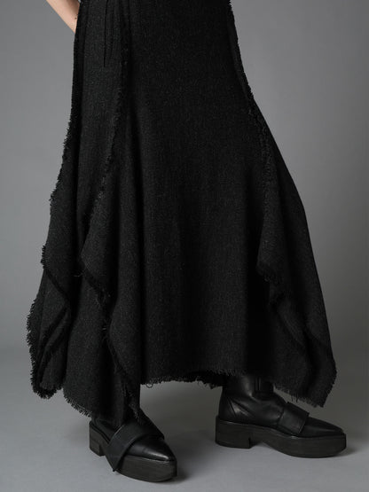 TOP DYED TWEED FLARED PANEL SKIRT B
