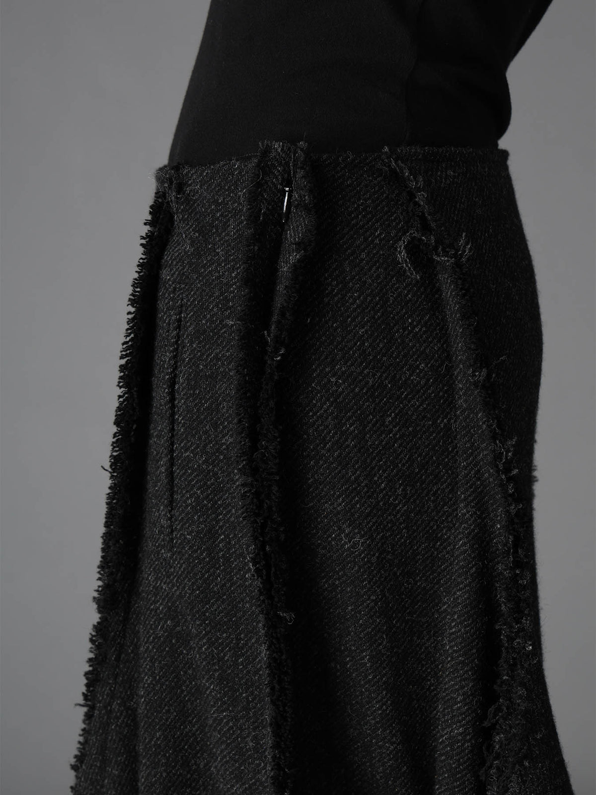 TOP DYED TWEED FLARED PANEL SKIRT B