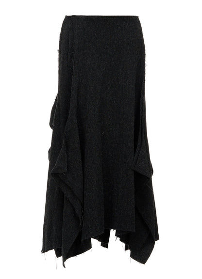 TOP DYED TWEED FLARED PANEL SKIRT B