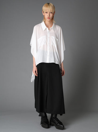 WOOL GABARDINE  SIDE DRAPED SKIRT