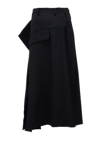 WOOL GABARDINE  SIDE DRAPED SKIRT