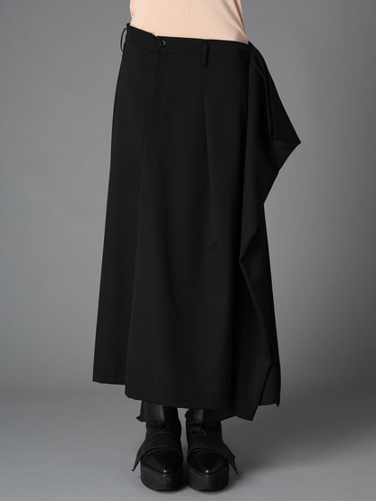 WOOL GABARDINE  SIDE DRAPED SKIRT
