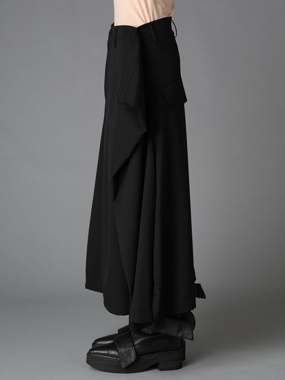 WOOL GABARDINE  SIDE DRAPED SKIRT