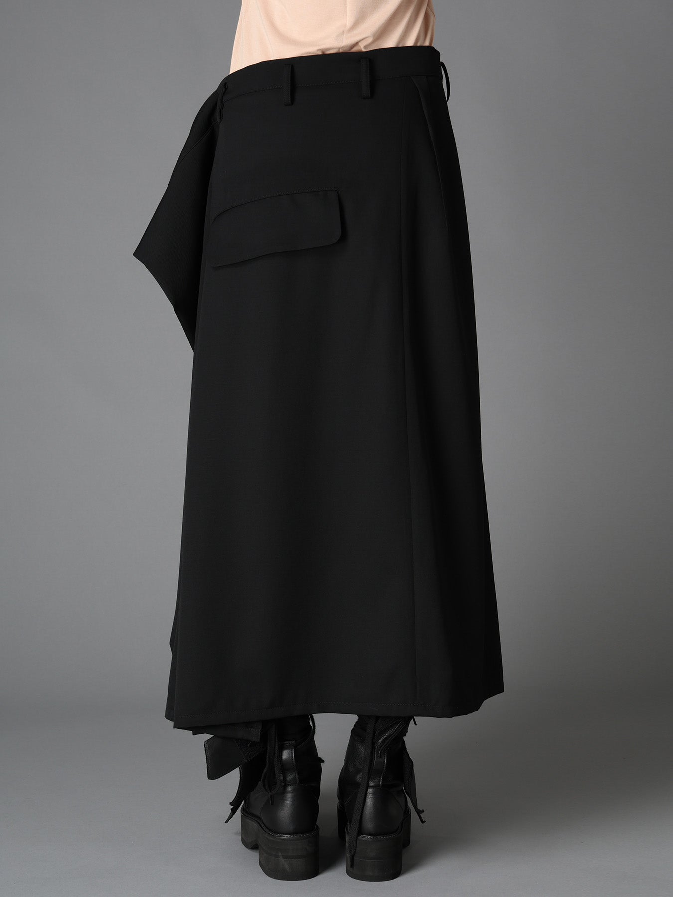 WOOL GABARDINE  SIDE DRAPED SKIRT