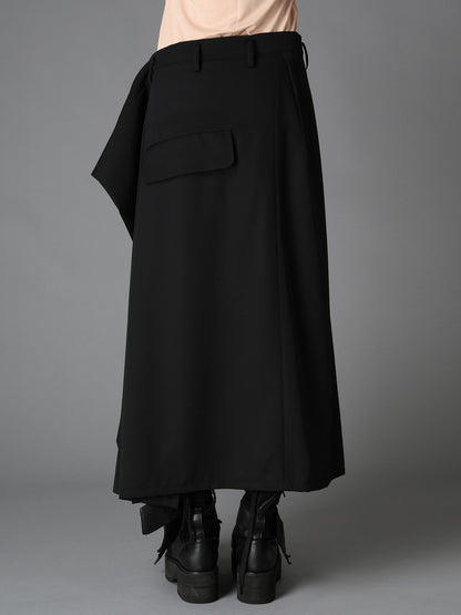 WOOL GABARDINE  SIDE DRAPED SKIRT