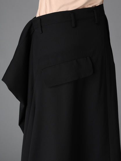 WOOL GABARDINE  SIDE DRAPED SKIRT