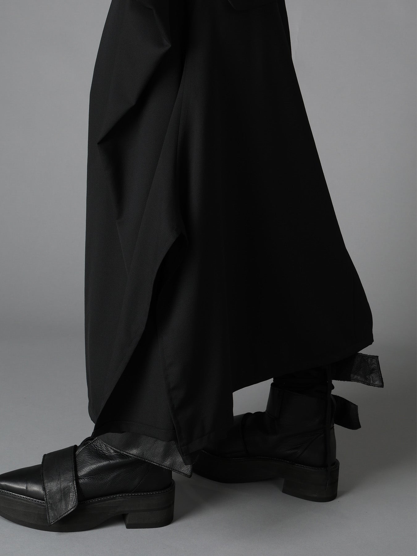 WOOL GABARDINE  SIDE DRAPED SKIRT