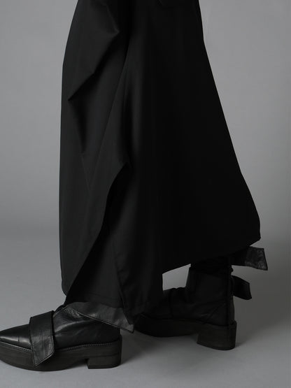 WOOL GABARDINE  SIDE DRAPED SKIRT