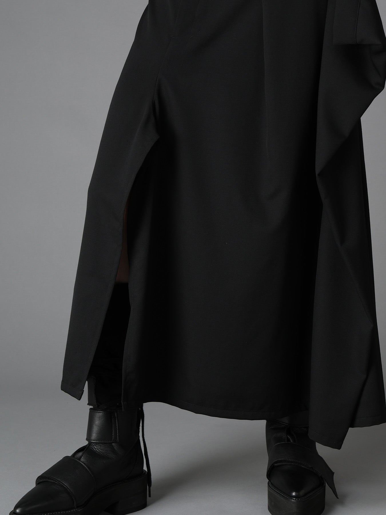 WOOL GABARDINE  SIDE DRAPED SKIRT