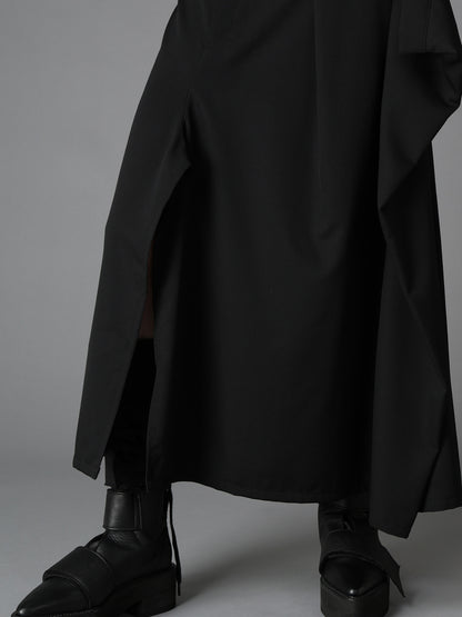WOOL GABARDINE  SIDE DRAPED SKIRT