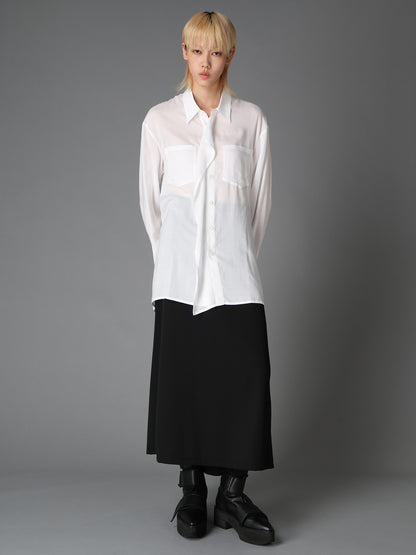 WOOL GABARDINE  BACK SLIT SKIRT