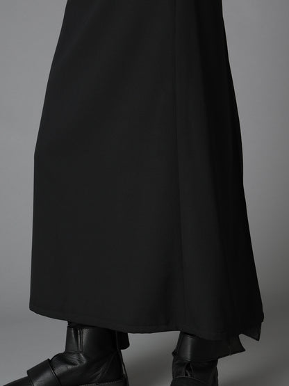 WOOL GABARDINE  BACK SLIT SKIRT