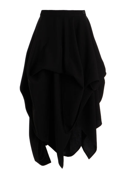 DOUBLE SATIN ELASTIC WAIST DOUBLE LAYERED SKIRT