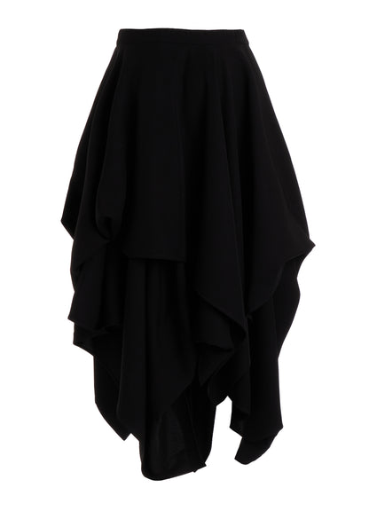 DOUBLE SATIN ELASTIC WAIST DOUBLE LAYERED SKIRT