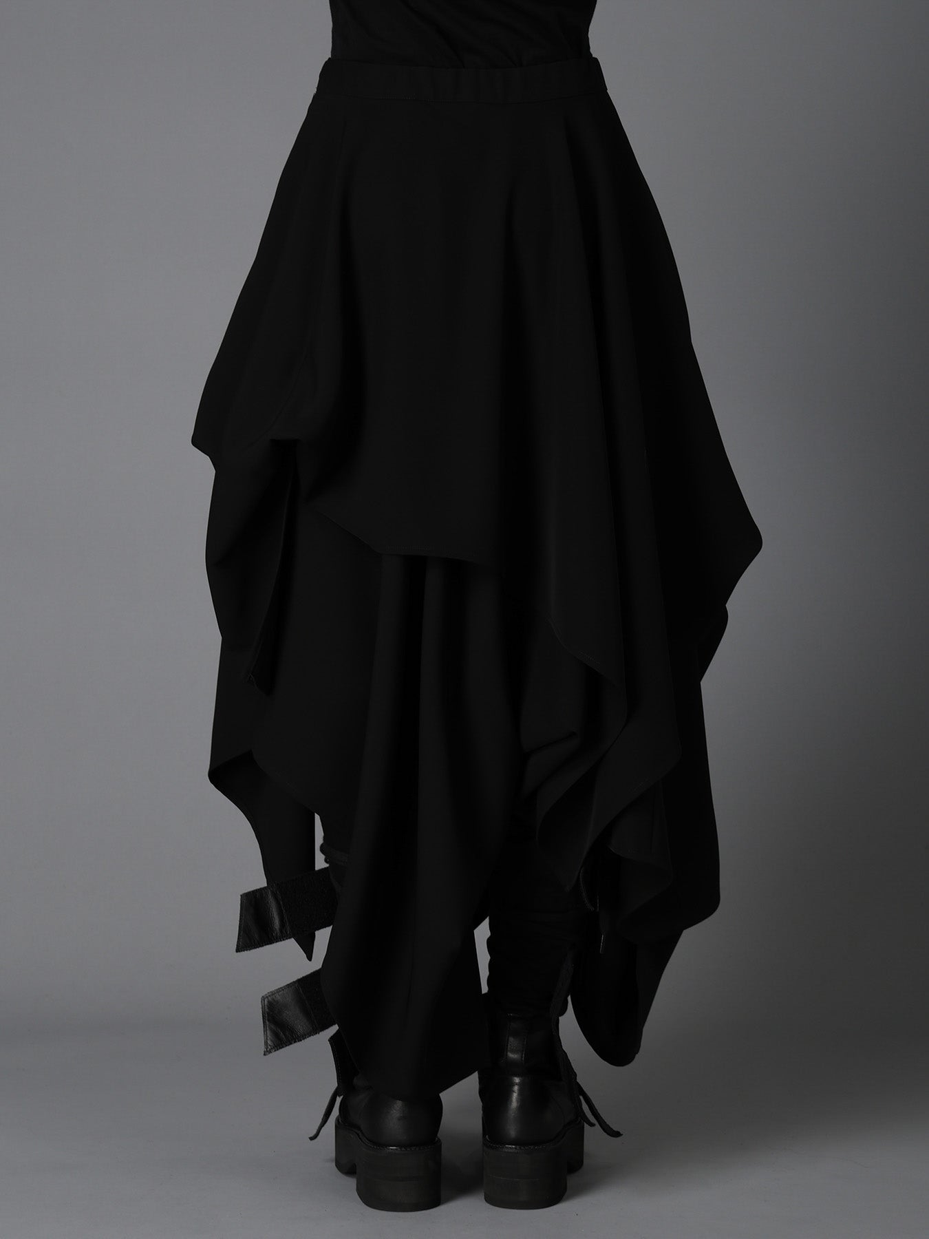 DOUBLE SATIN ELASTIC WAIST DOUBLE LAYERED SKIRT