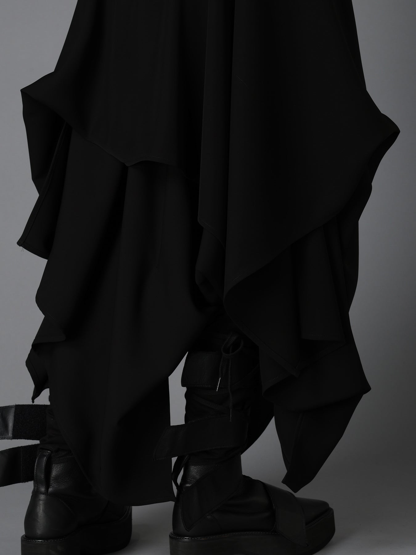 DOUBLE SATIN ELASTIC WAIST DOUBLE LAYERED SKIRT