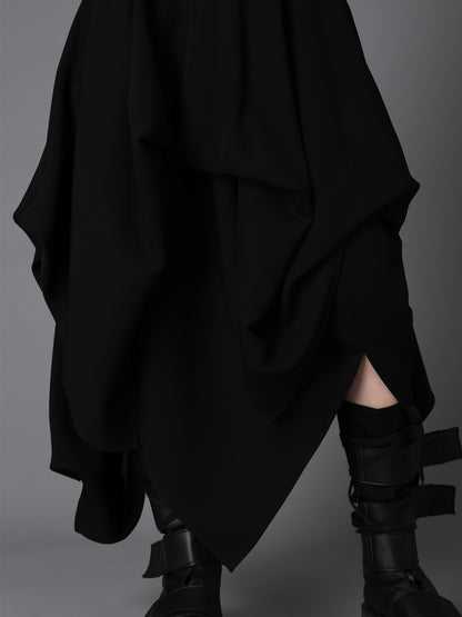 DOUBLE SATIN ELASTIC WAIST DOUBLE LAYERED SKIRT