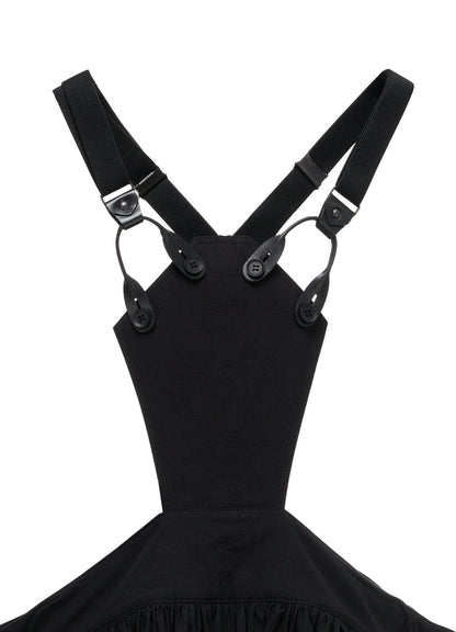 HIGH TWIST POPLIN SUSPENDER SKIRT