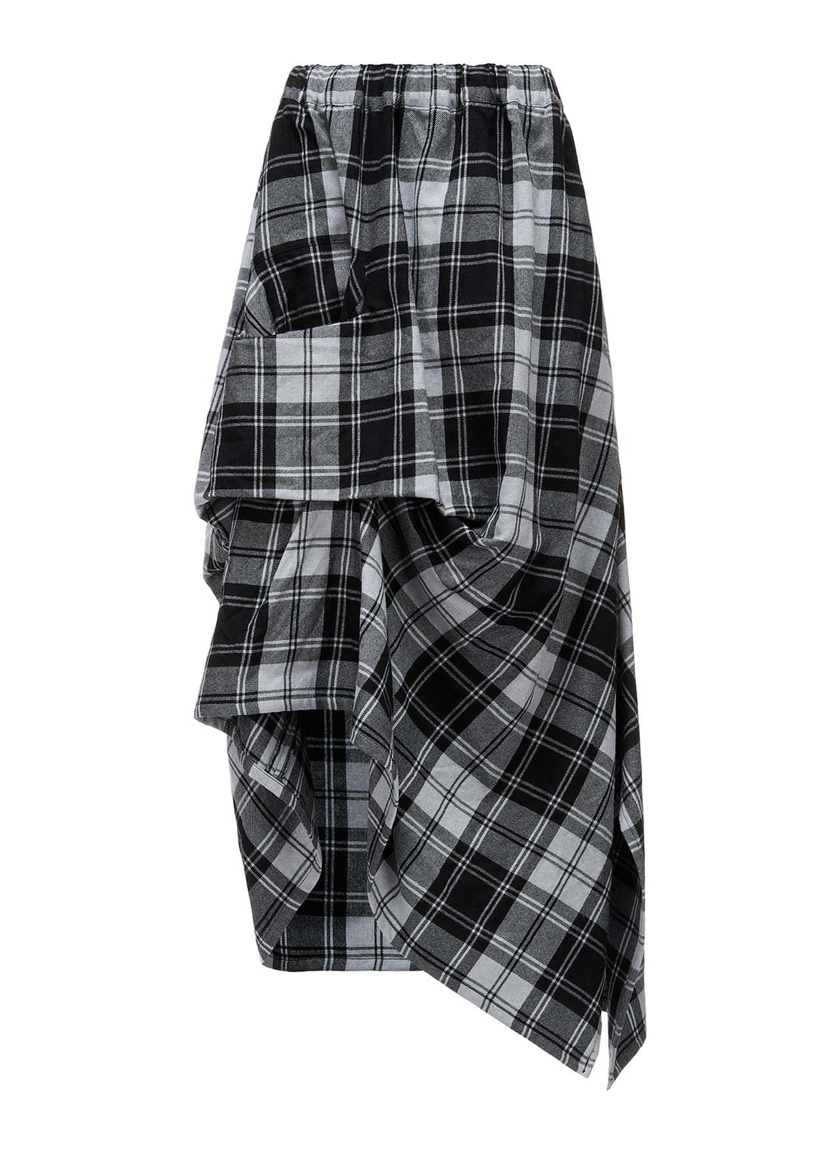 GREY TARTAN IRREGULAR HEM LINE SKIRT
