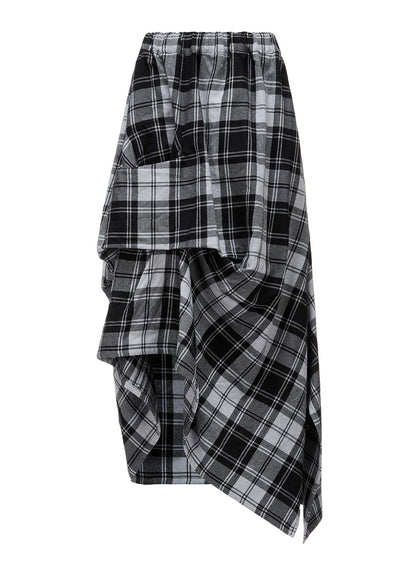 GREY TARTAN IRREGULAR HEM LINE SKIRT