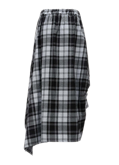 GREY TARTAN IRREGULAR HEM LINE SKIRT