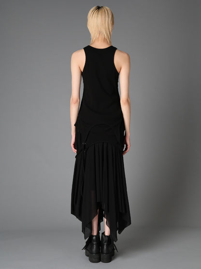 RIB KNIT+TULLE LAYERED BODYSUIT
