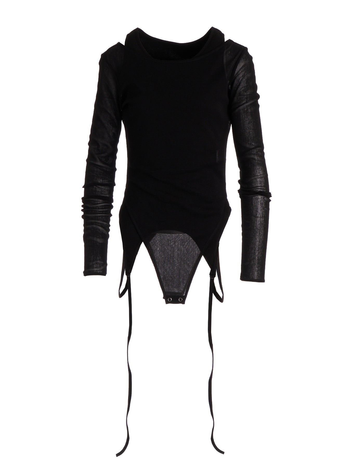 RIB KNIT+TULLE LAYERED BODYSUIT