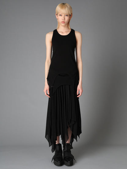 RIB KNIT+TULLE LAYERED BODYSUIT